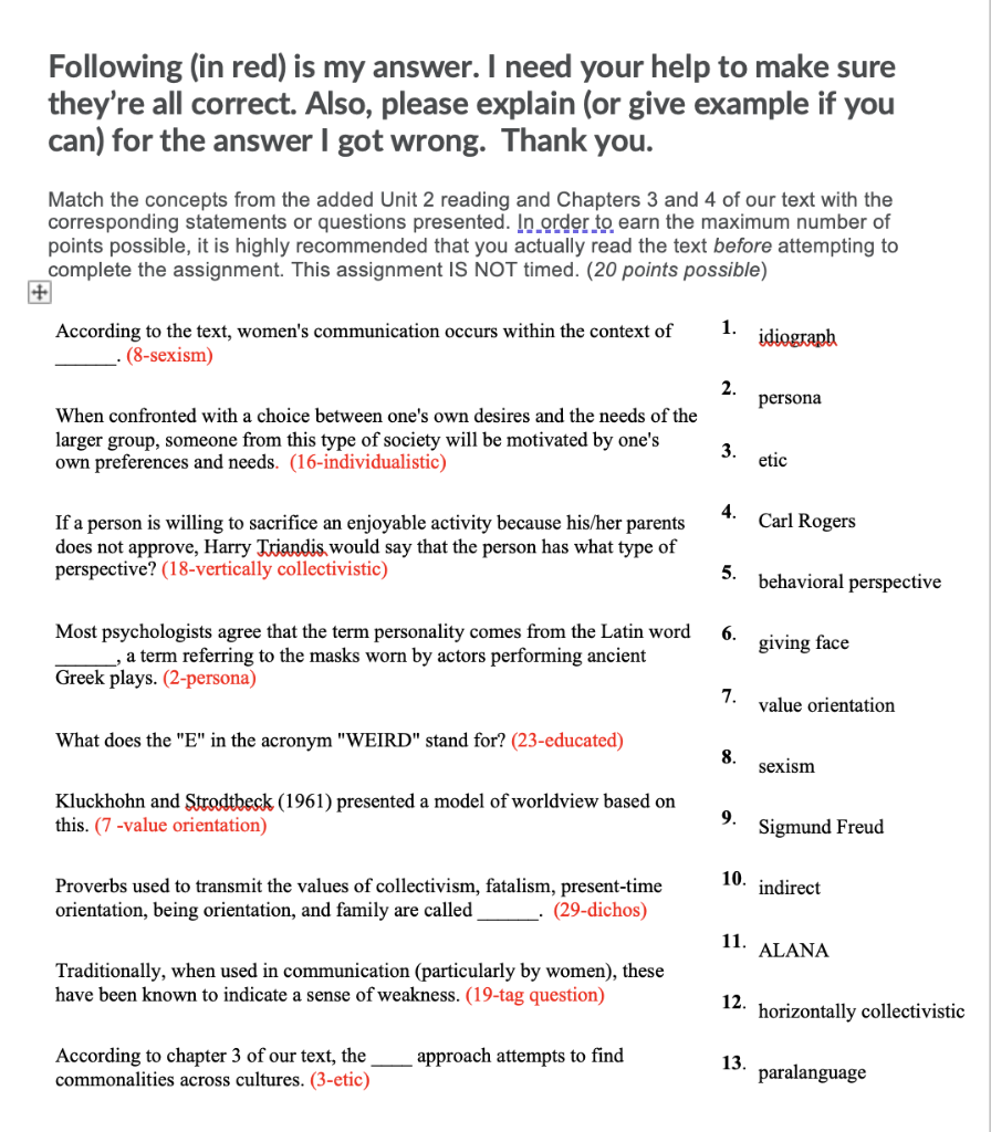 Solved Following (in red) is my answer. I need your help to