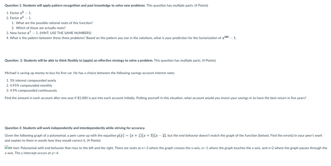 Question 1: Students will apply pattern recognition | Chegg.com