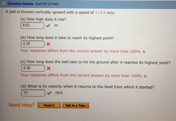 Solved Question Details SerCP8 2.P.045 A Ball Is Thrown | Chegg.com