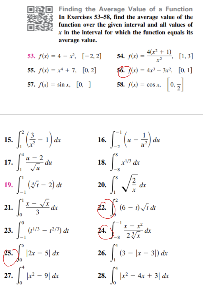 finding the average value of a function homework 8 1