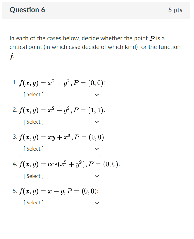 Solved Question 6 5 pts In each of the cases below, decide | Chegg.com