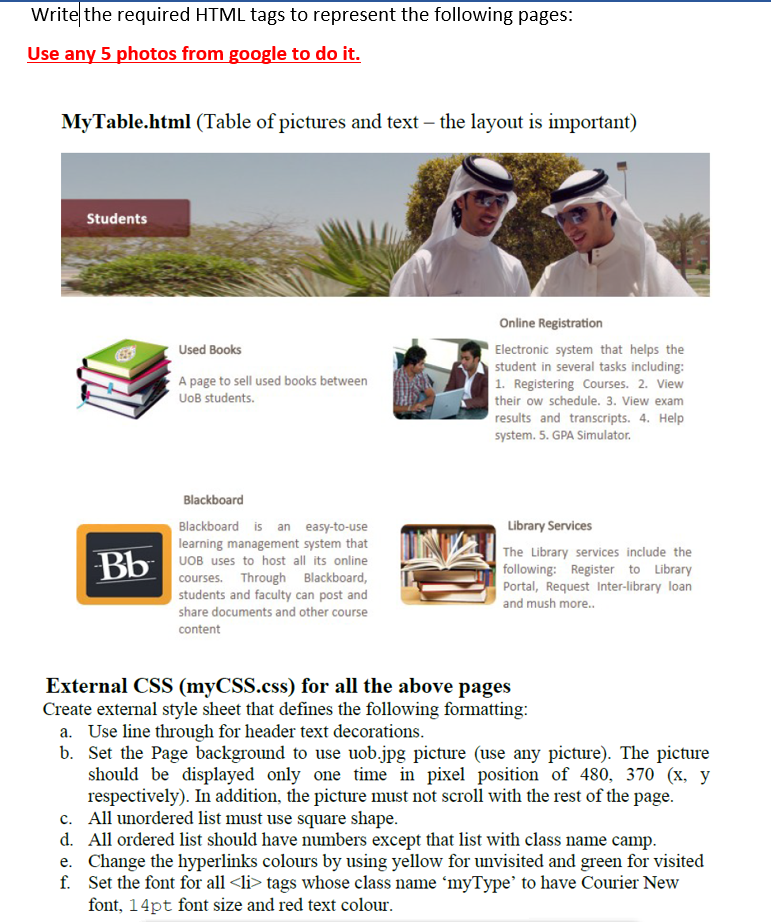 Write the required HTML tags to represent the | Chegg.com