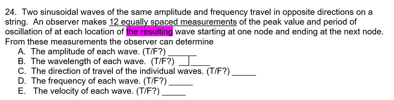 Solved 24. Two sinusoidal waves of the same amplitude and | Chegg.com