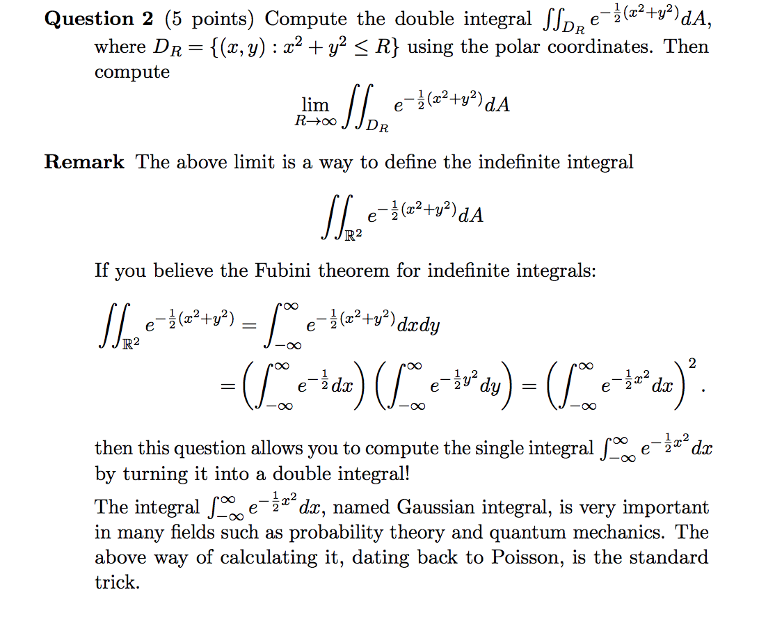 Solved Question 2 5 Points Compute The Double Integral Chegg Com