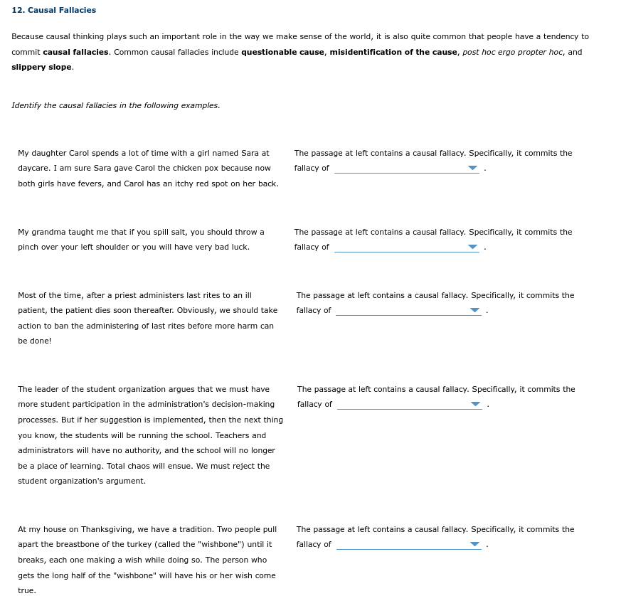 12. Causal Fallacies Because causal thinking plays
