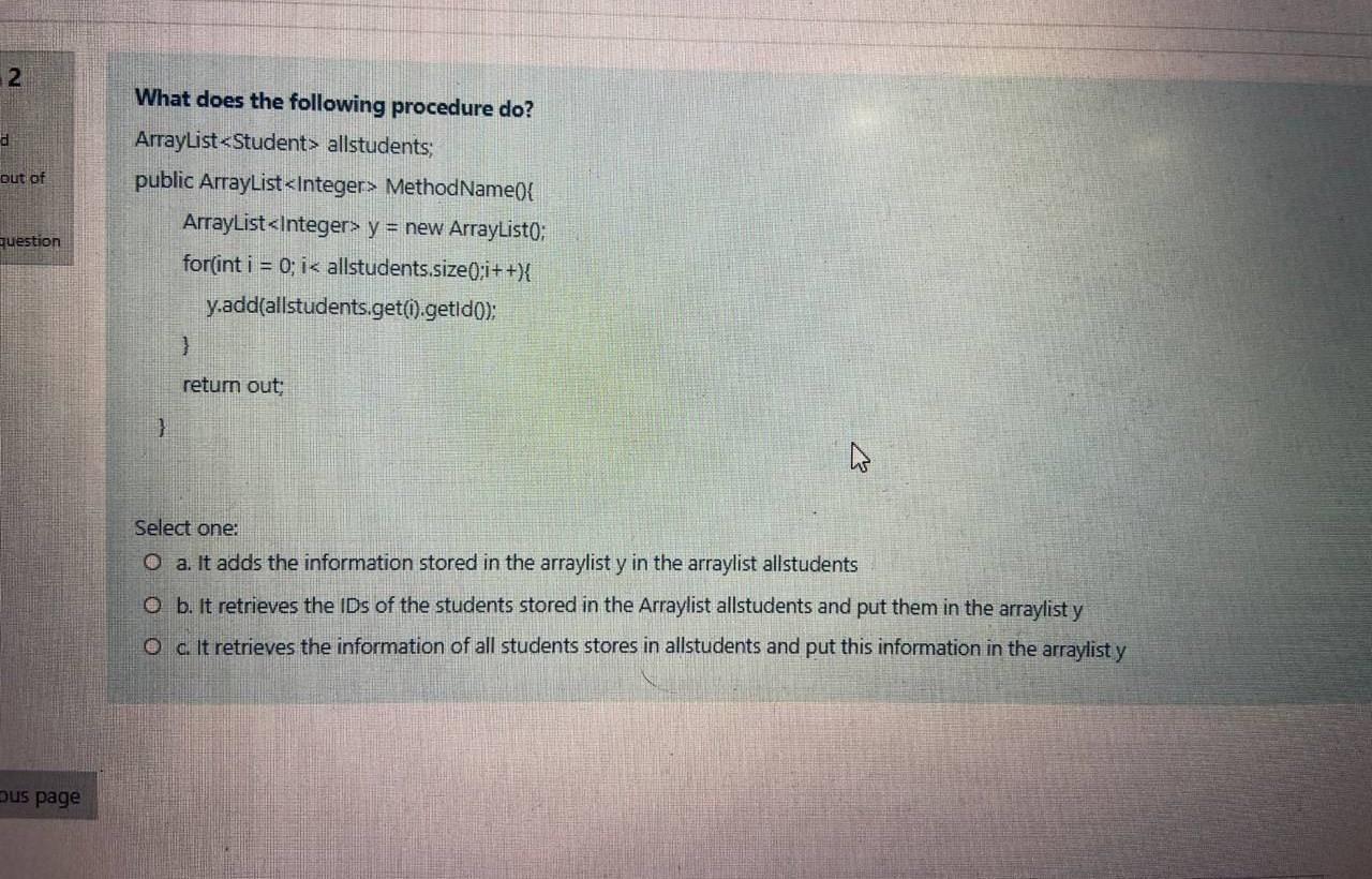 Solved 2 d out of What does the following procedure do? | Chegg.com