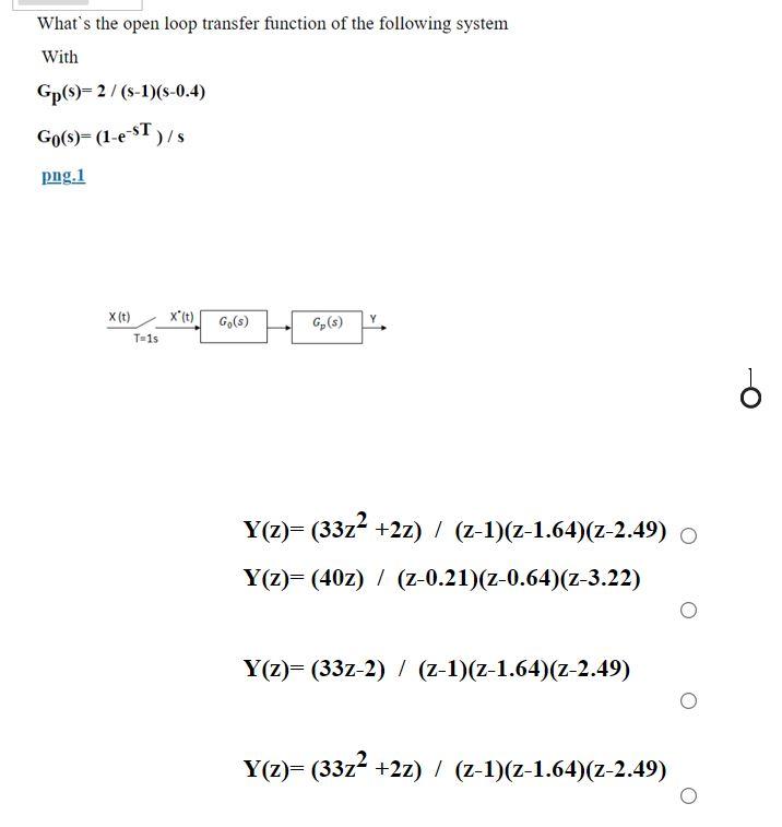Solved What's the open loop transfer function of the | Chegg.com