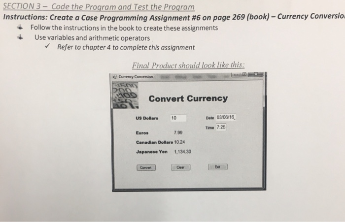 Solved SECTION 3-Code the Program and Test the Program | Chegg.com