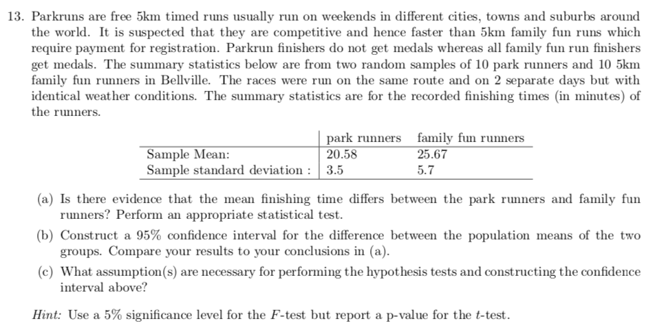 solved-13-parkruns-are-free-5km-timed-runs-usually-run-on-chegg