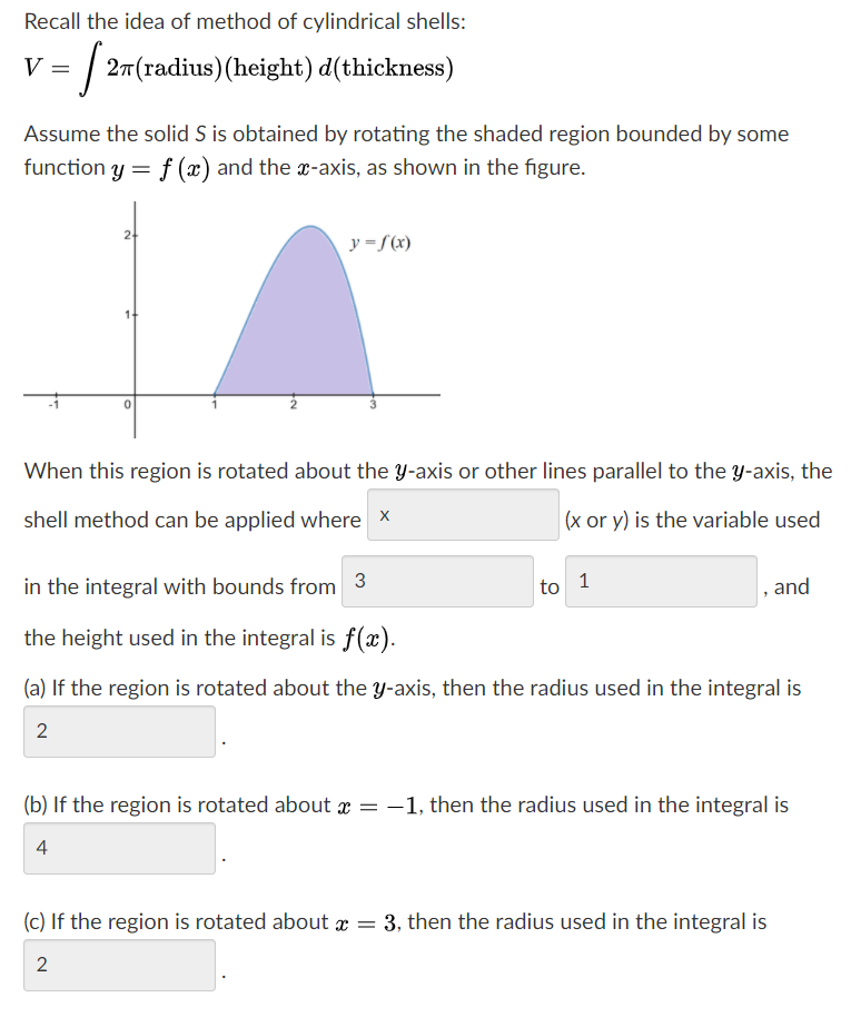 Solved Recall the idea of method of cylindrical shells: )d) | Chegg.com