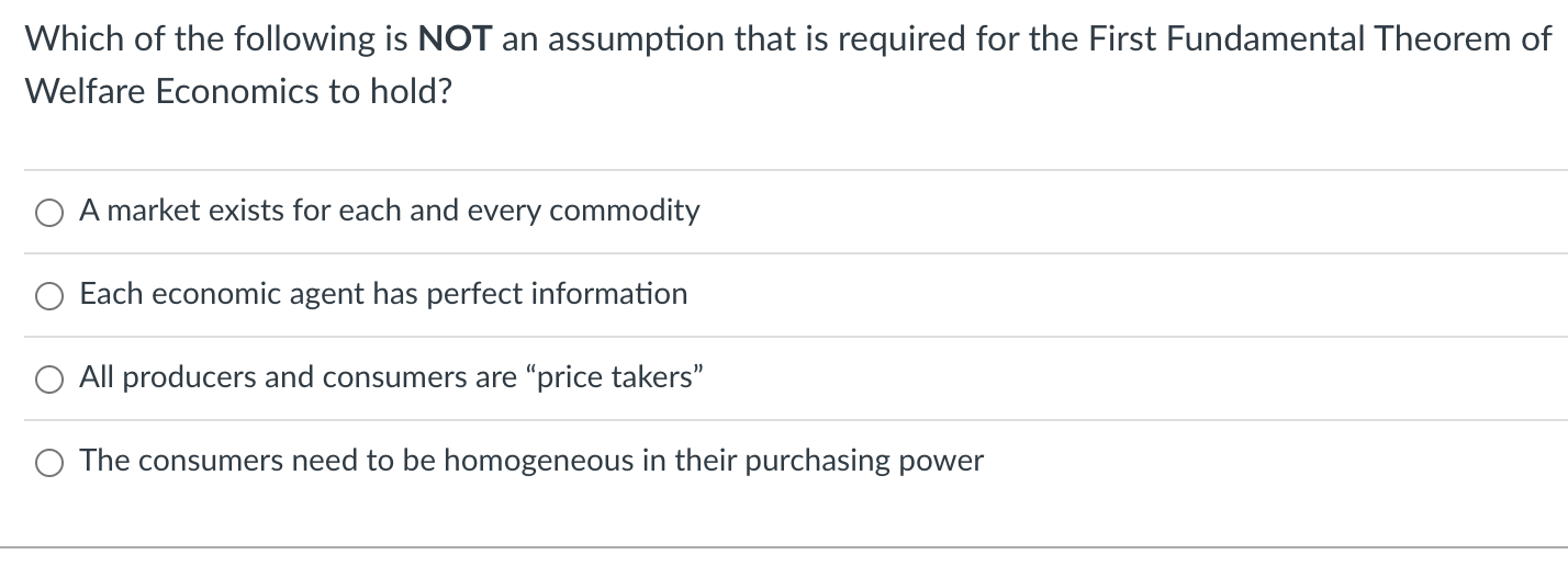 Solved Which Of The Following Is NOT An Assumption That Is | Chegg.com