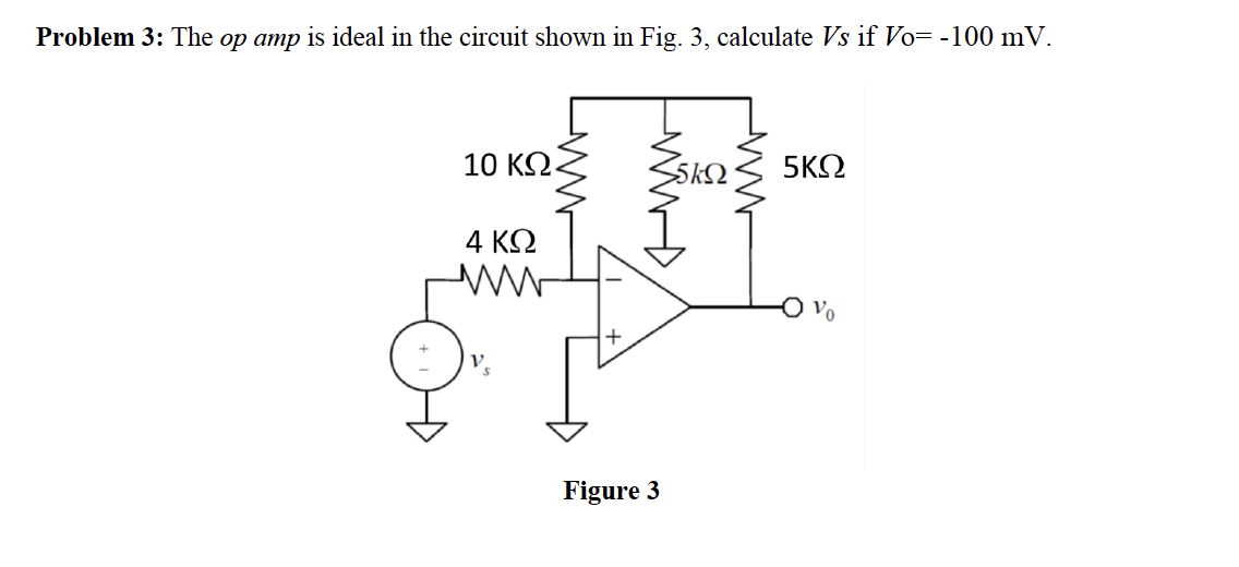 Solved Problem 3: The op amp is ideal in the circuit shown | Chegg.com