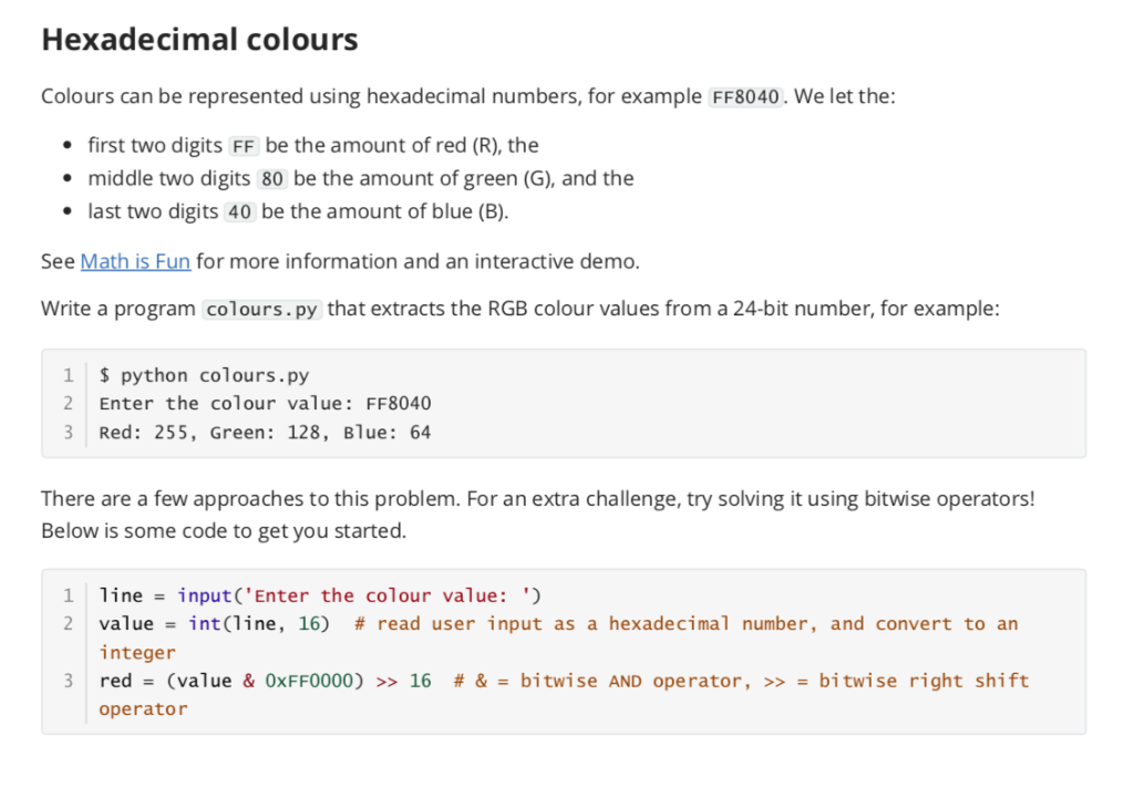 Solved Colours redux Recall the Hexadecimal colours problem | Chegg.com