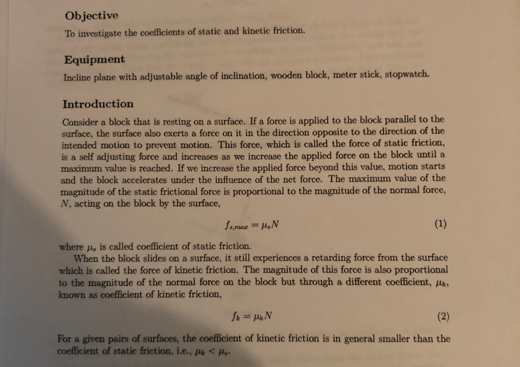 Solved Objective To investigate the coefficients of static | Chegg.com
