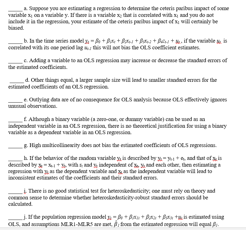 Solved . Indicate whether each statement is True (T) or | Chegg.com