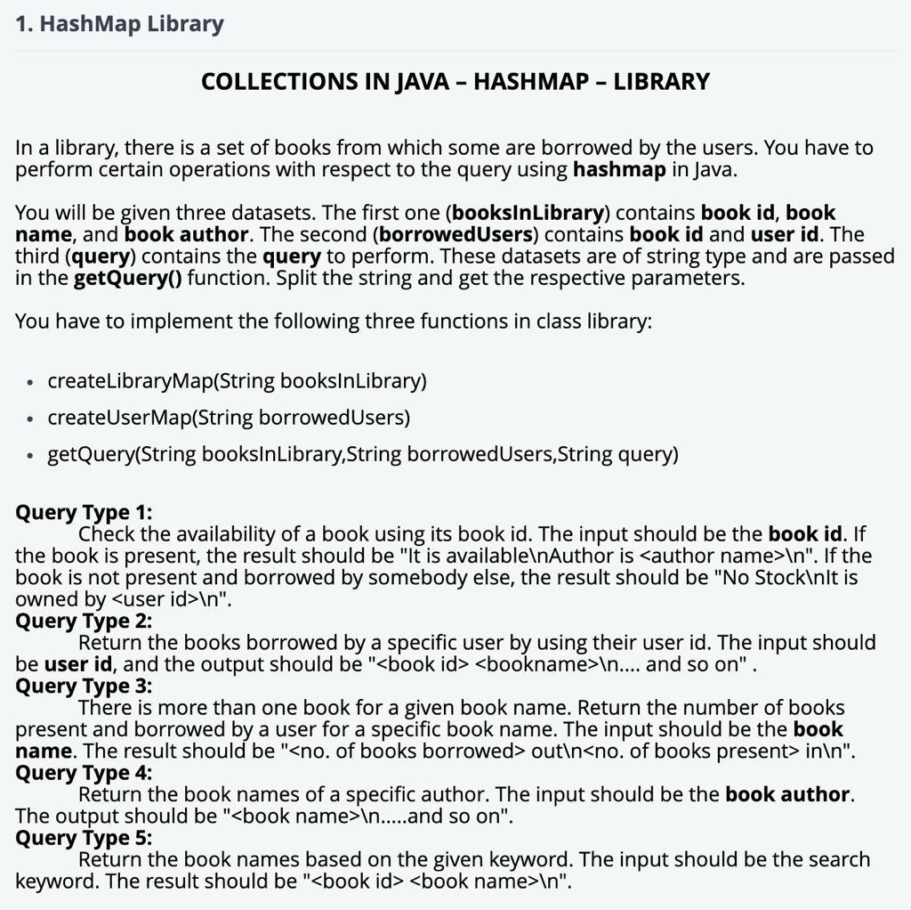 Hashmap Library In Java Solved 1. Hashmap Library Collections In Java - Hashmap - | Chegg.com