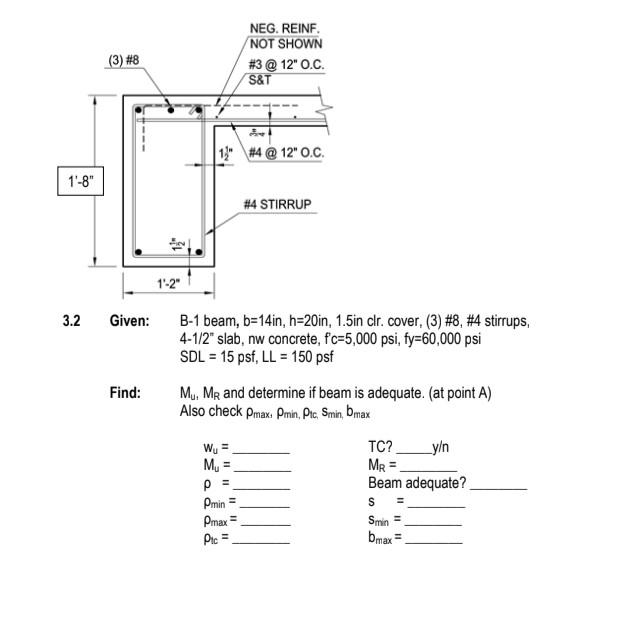 Solved B- 1 Beam, B=14in, H=20in, 1.5 In Cir. Cover, ( 3 ) | Chegg.com