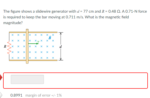Solved The figure shows a slidewire generator with d = 77 cm | Chegg.com