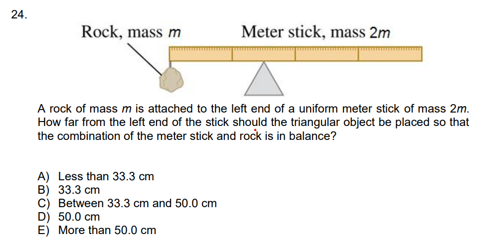 Solved 24. . Rock, mass m Meter stick, mass 2m A rock of | Chegg.com