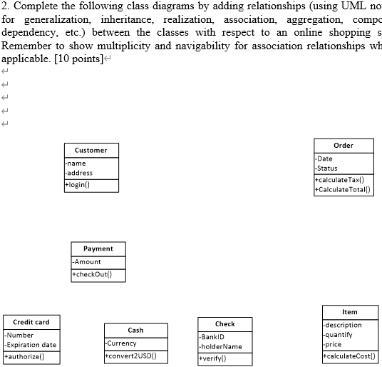 2. Complete the following class diagrams by adding | Chegg.com