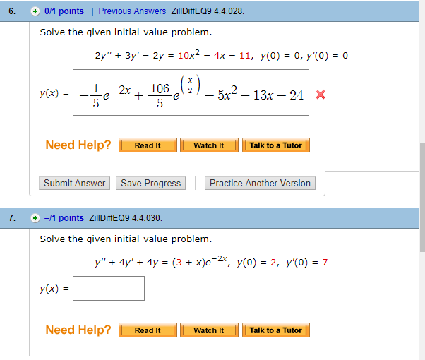 Solved + 0/1 Points | Previous Answers ZillDiffEQ9 4.4.028 | Chegg.com