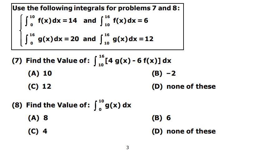 Solved Use The Following Integrals For Problems 7 And 8 Chegg Com