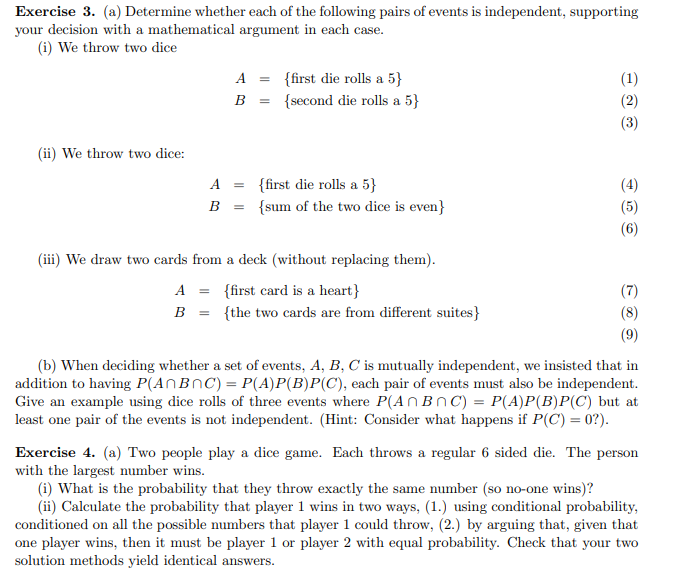Solved Exercise 3. (a) Determine whether each of the | Chegg.com