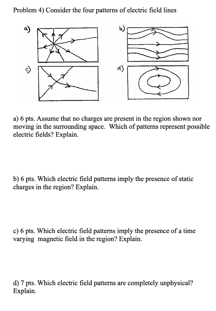 Solved Problem 4) Consider the four patterns of electric | Chegg.com
