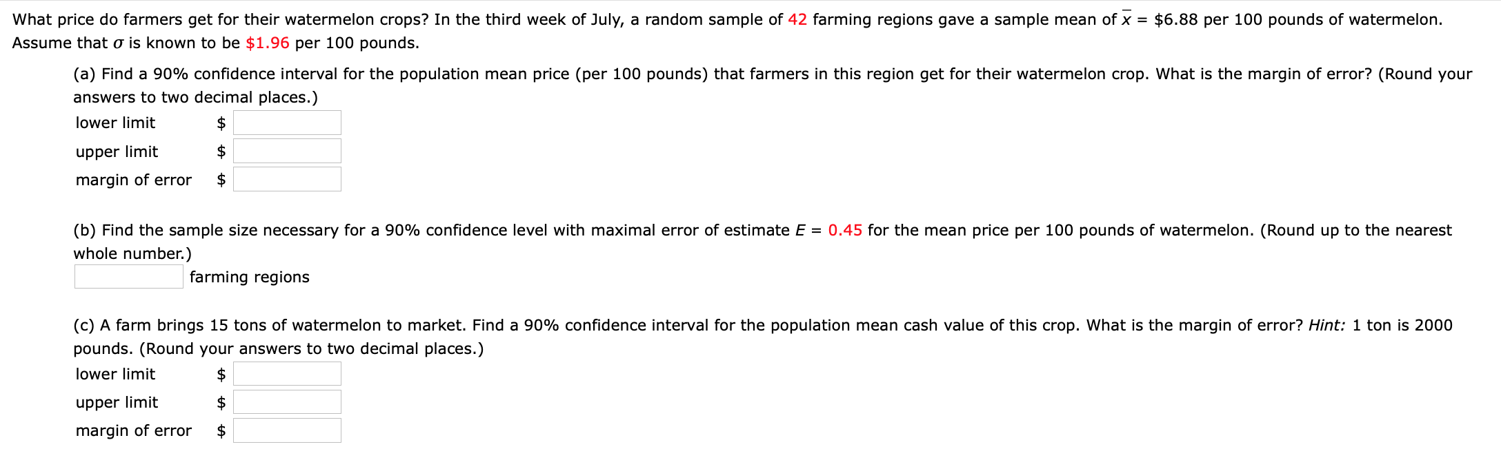 Solved What Price Do Farmers Get For Their Watermelon Crops Chegg