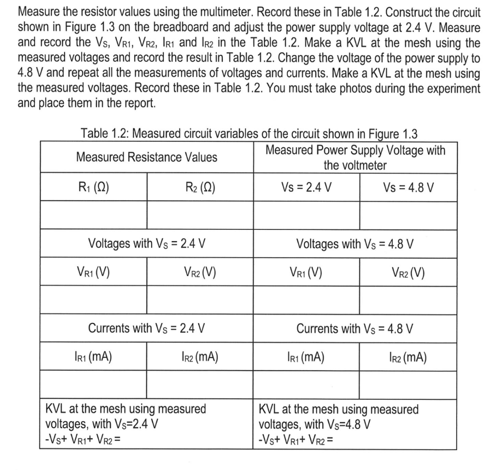 Solved Measure the resistor values using the multimeter. | Chegg.com