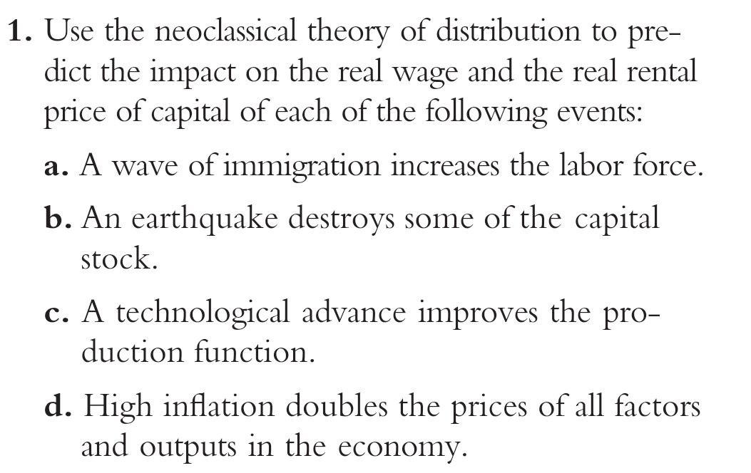 Solved 1. Use the neoclassical theory of distribution to