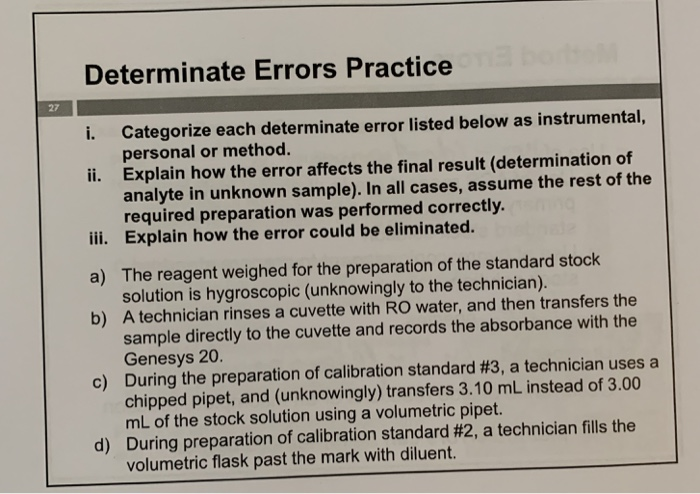 Solved Determinate Errors Practice 27 i. Categorize each | Chegg.com