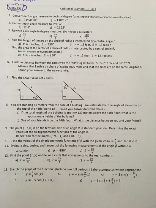 Solved 1. Convert each angle measure to decimal degree form. | Chegg.com