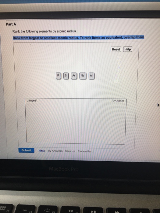 Solved Rank the following elements by atomic radius. Rank | Chegg.com