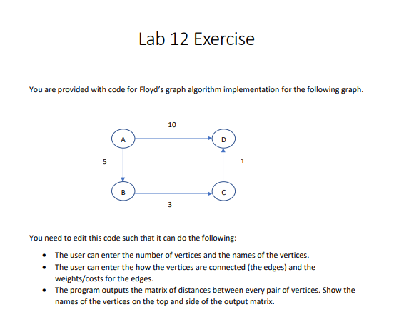 Solved // C++ Program for Floyd Warshall Algorithm | Chegg.com