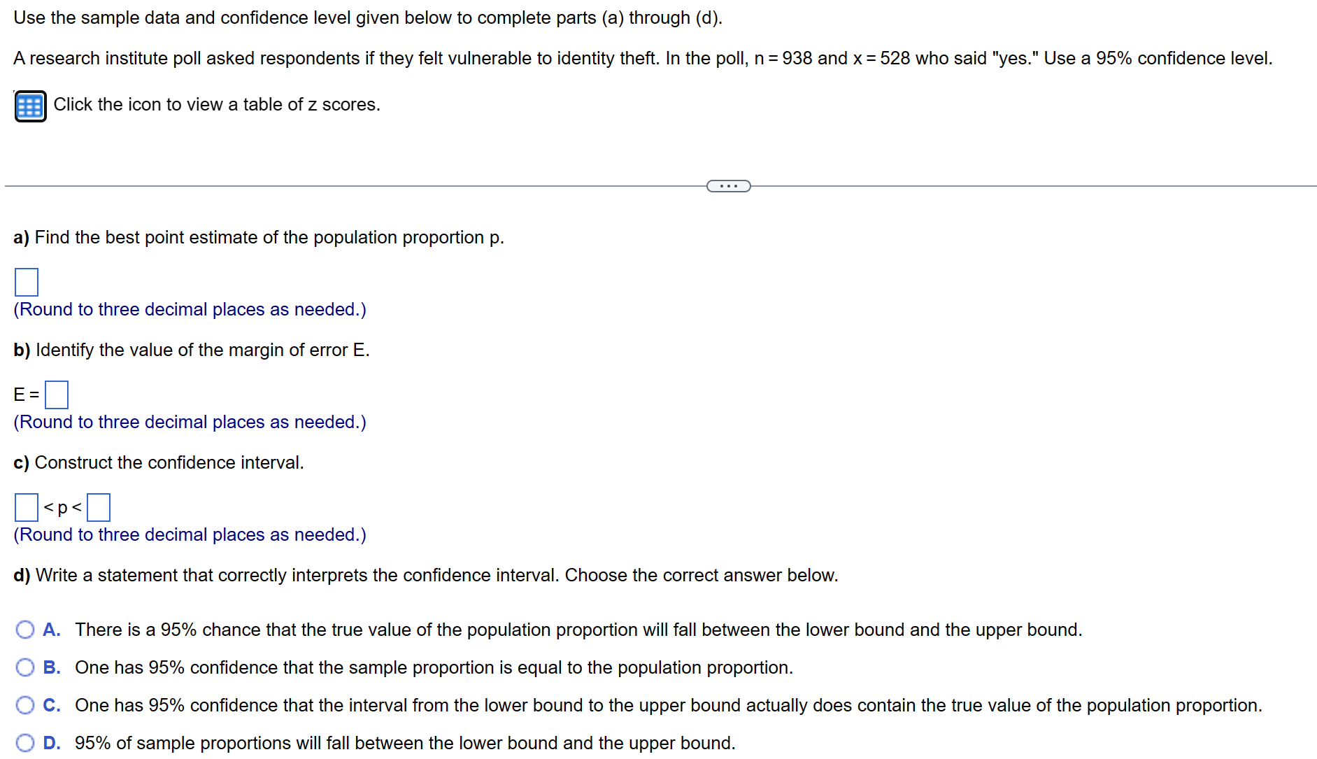 Solved Use the sample data and confidence level given below | Chegg.com