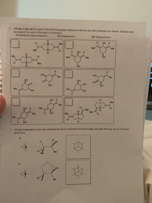 Solved 4. (18 pts, 3 pts ea) For each of the following | Chegg.com