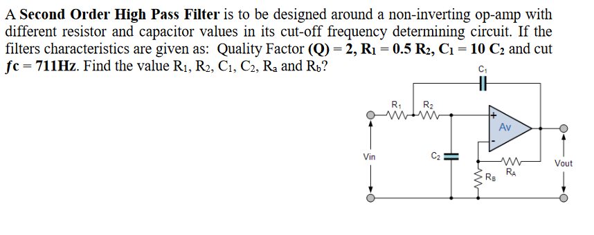 Solved A Second Order High Pass Filter is to be designed | Chegg.com