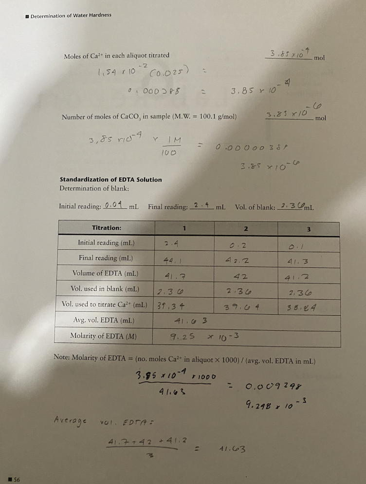 mass of cac03 sample- 0.386 g vol ca2t prepared- 250 | Chegg.com