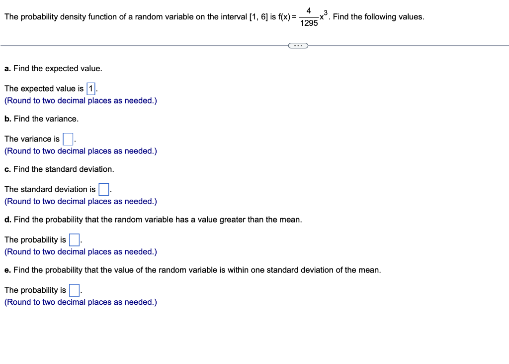 Solved 4 The probability density function of a random | Chegg.com