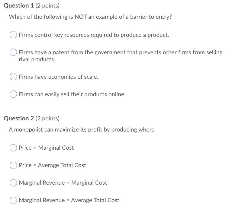 Solved Question 1 (2 points) Which of the following is NOT | Chegg.com