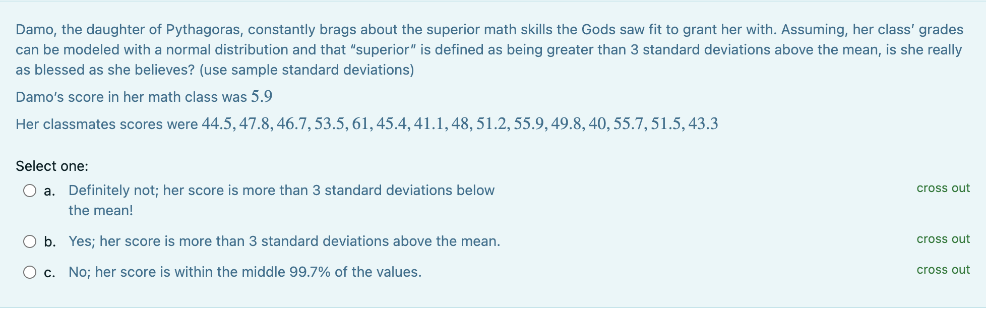 Solved Damo, The Daughter Of Pythagoras, Constantly Brags | Chegg.com