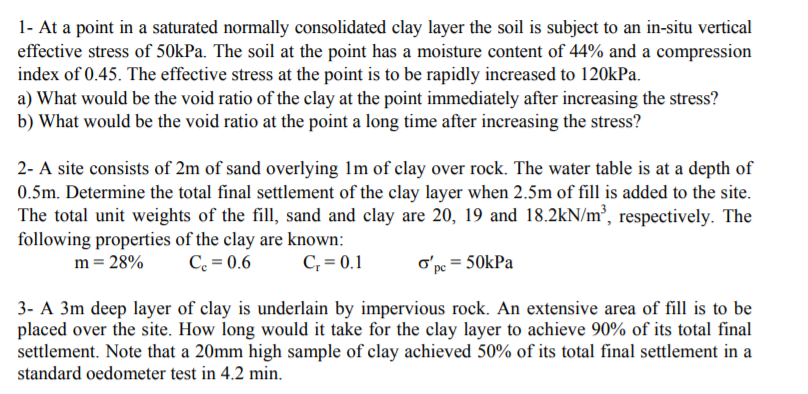 Solved 1- At a point in a saturated normally consolidated | Chegg.com
