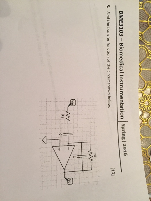 Solved Find the transfer function of the circuit shown | Chegg.com