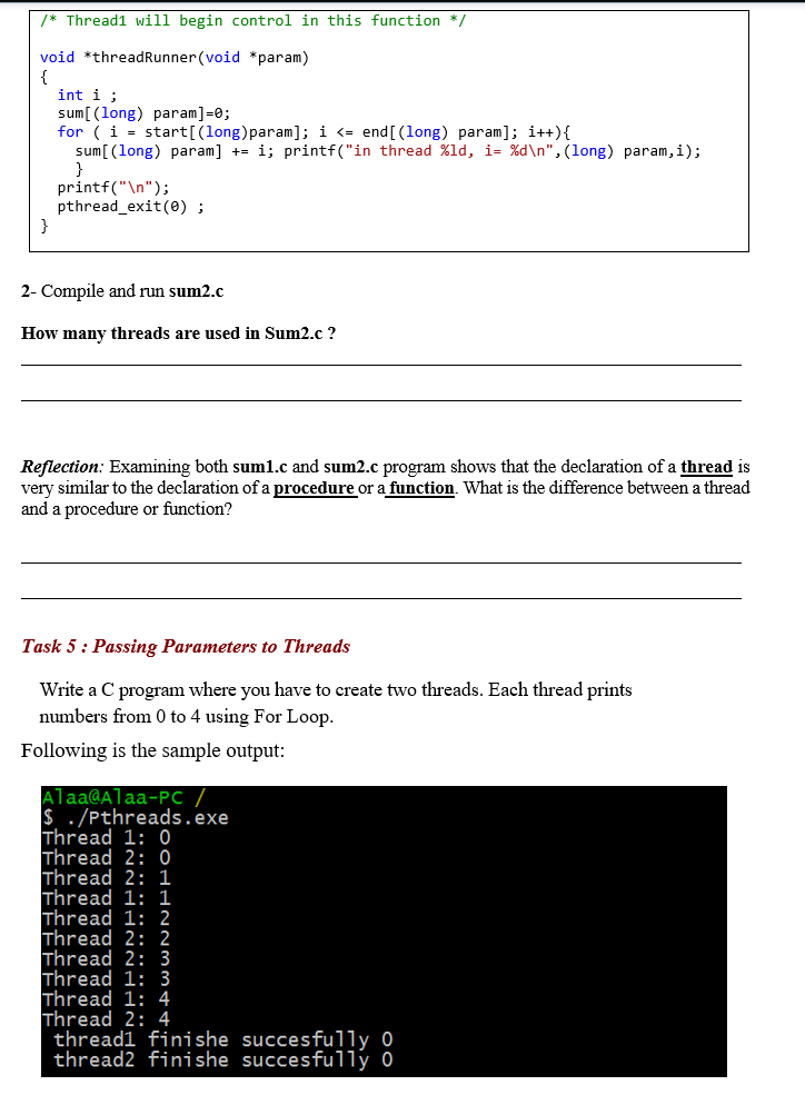 Solved Task 3: Run a Single Thread within a Process 1- Enter | Chegg.com
