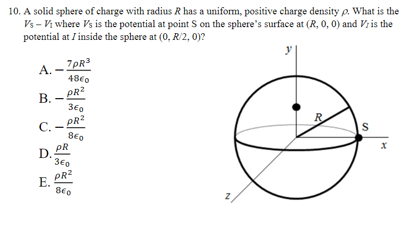 Solved 10. A solid sphere of charge with radius R has a | Chegg.com