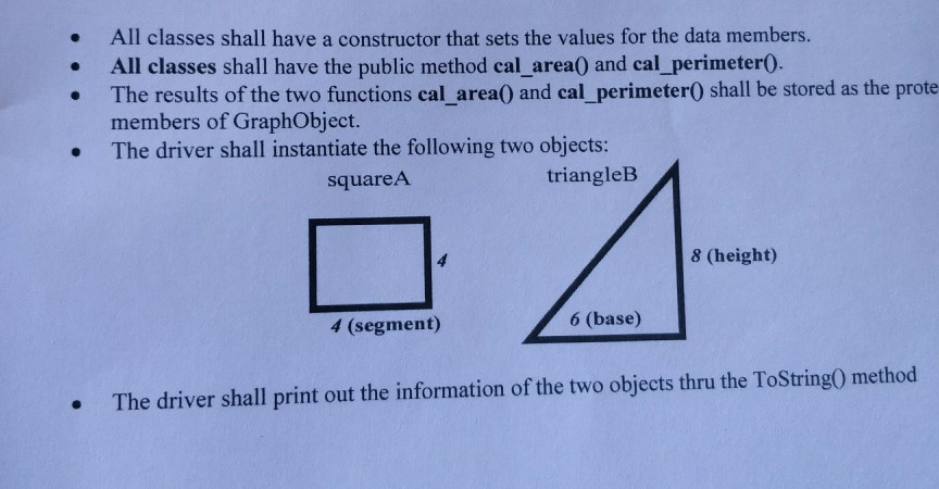 Solved All classes shall have a constructor that sets the | Chegg.com