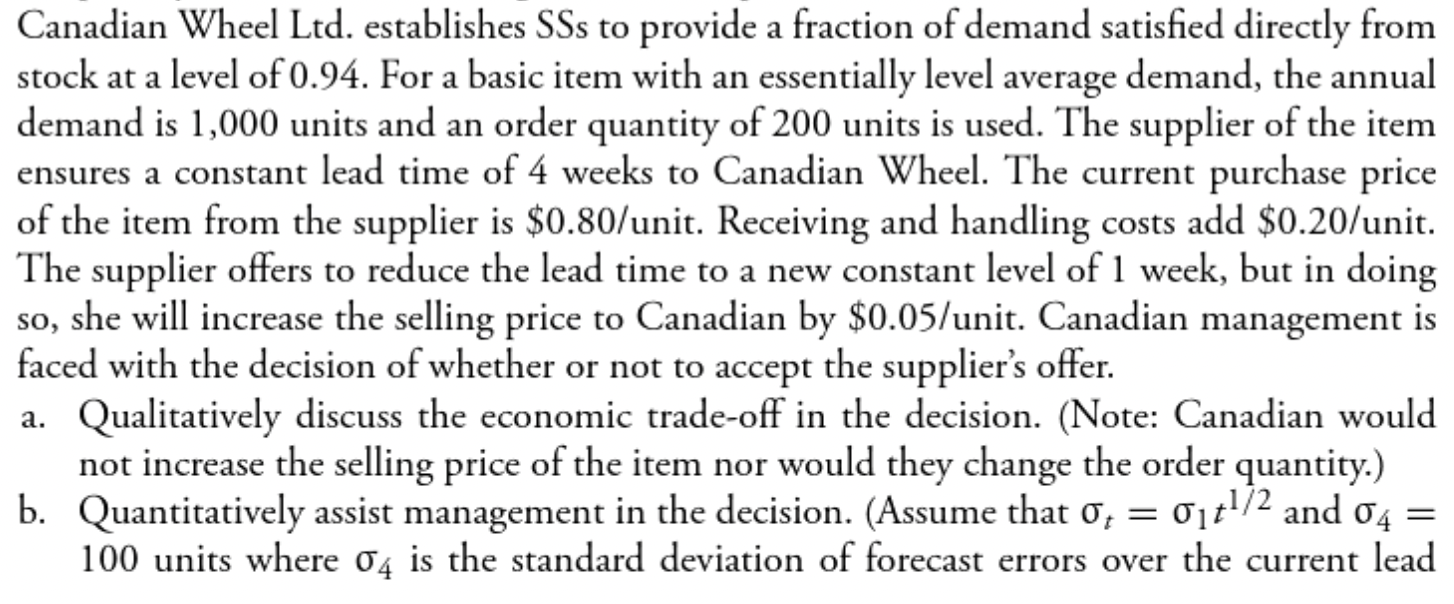 Canadian Wheel Ltd. establishes SSs to provide a