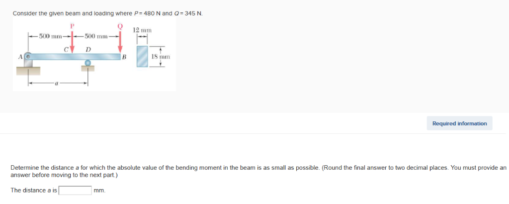 Solved Consider the given beam and loading where P 480 N and | Chegg.com