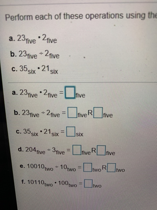 Solved Perform each of these operations using the bases | Chegg.com